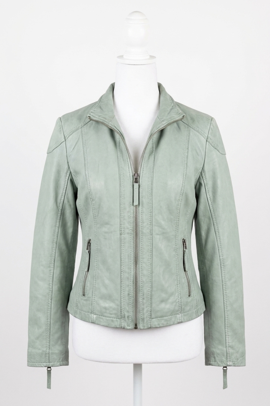 NEW MAURITIUS finja hooded lamb skin jacket in seafoam